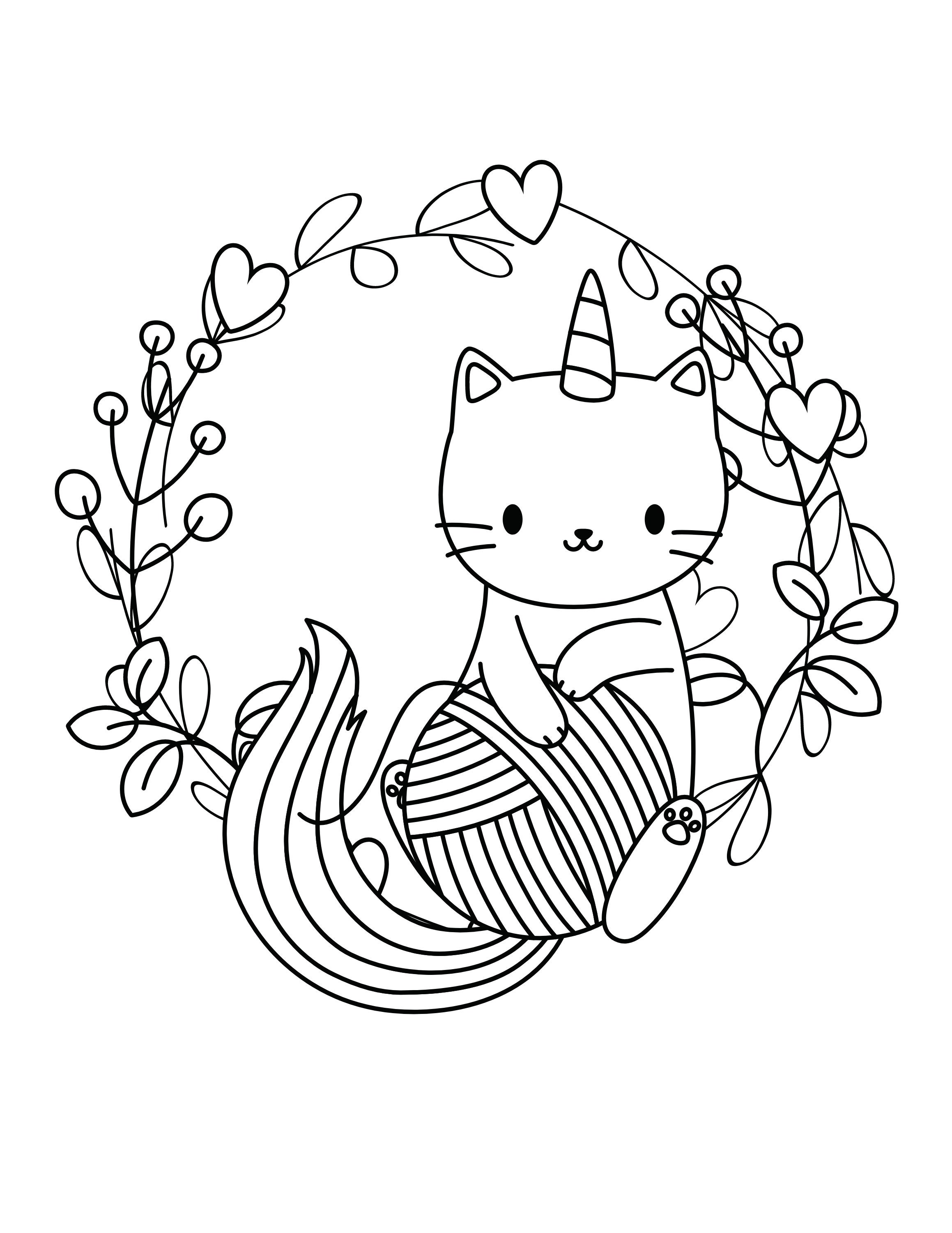 Unicorn Cat Printable Coloring Book 27 Pages Etsy