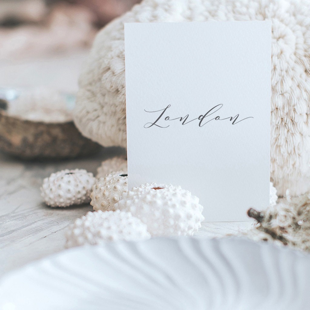 Calligraphy Table Name Cards For Wedding