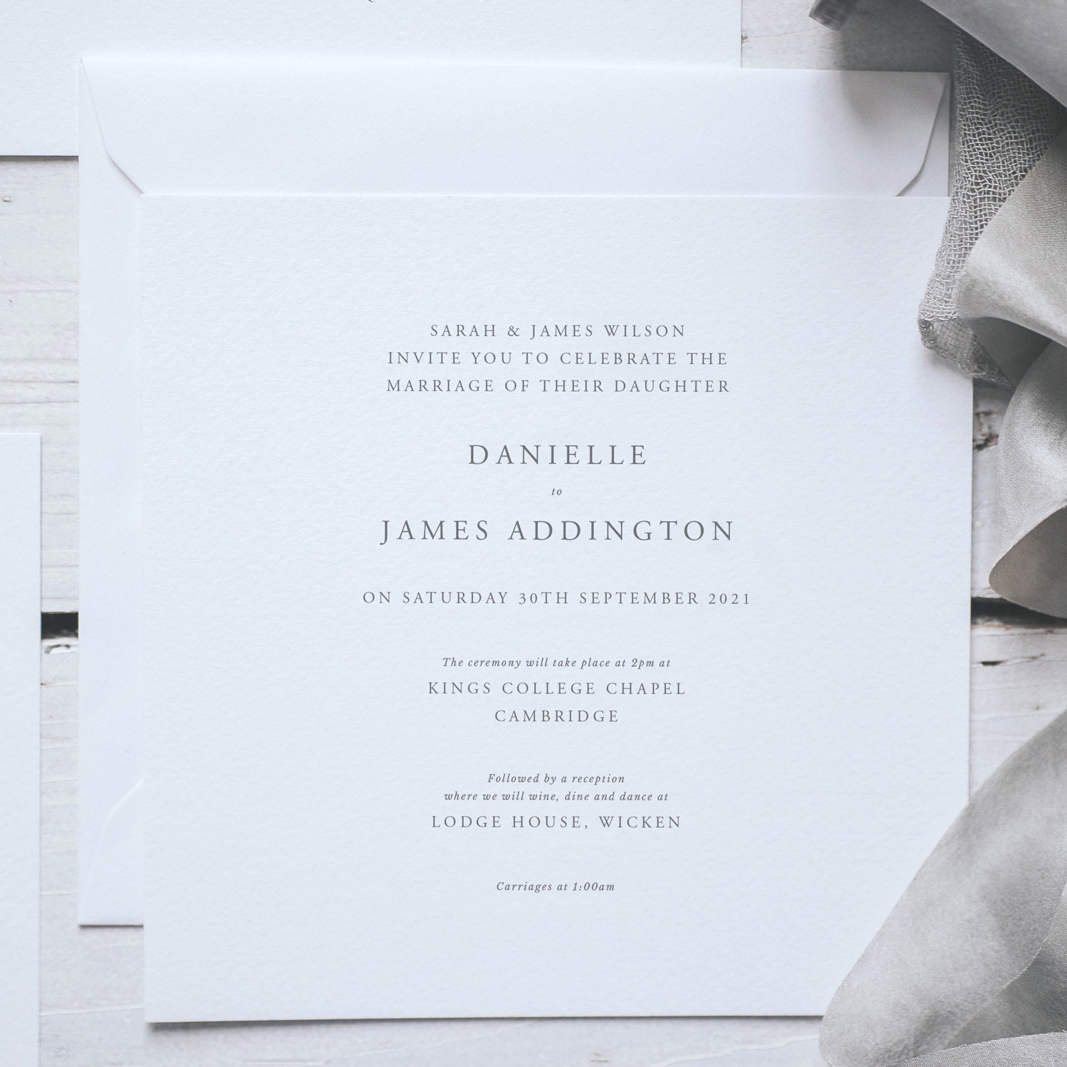 Simple, Elegant & Classic Printed Wedding Invitations With Envelopes - Invites