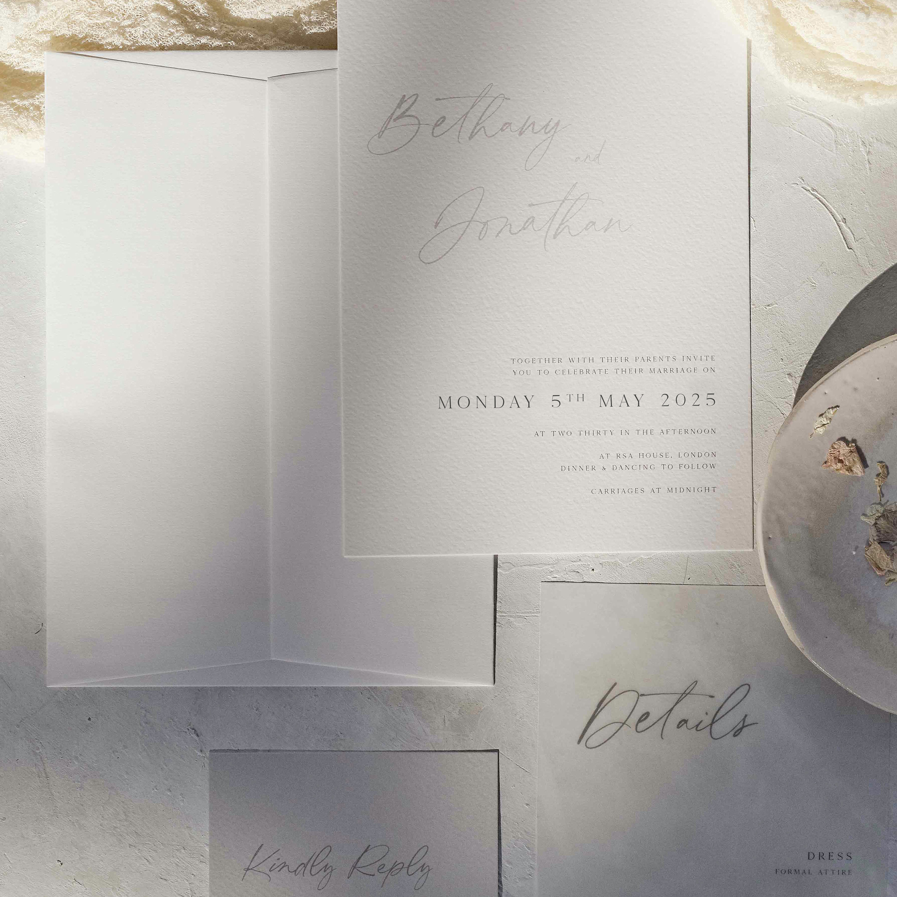 Simple Modern Wedding Invitations With Luxury Card & Vellum
