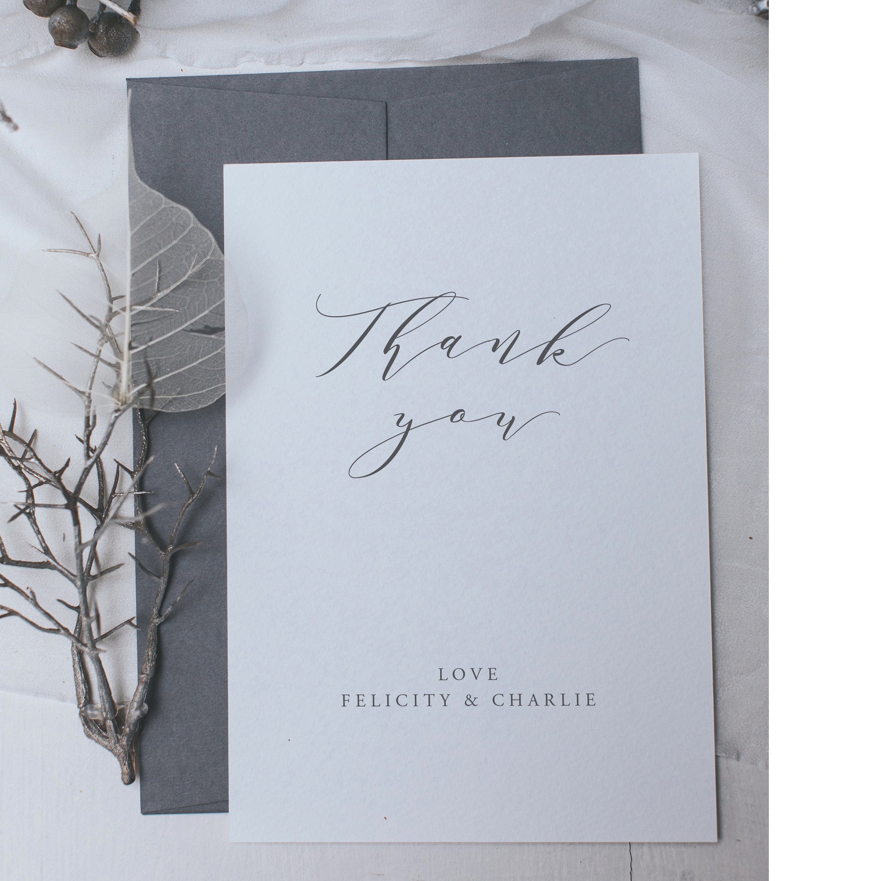 Simple & Sophisticated Thank You Cards With Envelope - Printed Cards Personalised Greeting