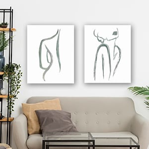 Womens Body Face Nude Feminism Abstract Canvas Paintings Wall Art Silver Black White Grey