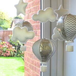 Baby Mobile Hot Air Balloon Mobile Baby Girl Mobile White And Silver Mobile Baby Mobile