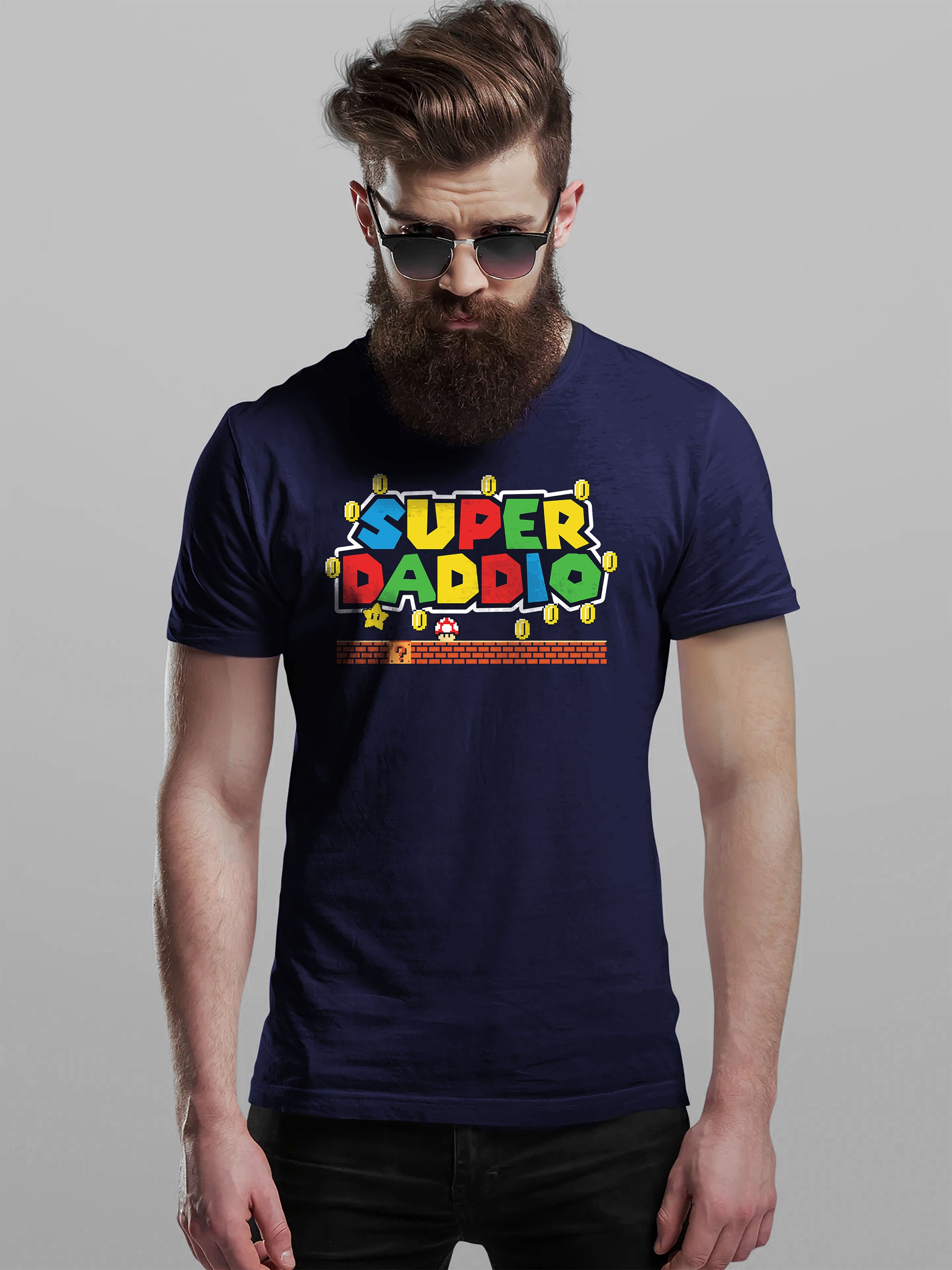 Fathers Day T Shirt Super Daddio Gamer Dad Fun Gift Novelty T-Shirts