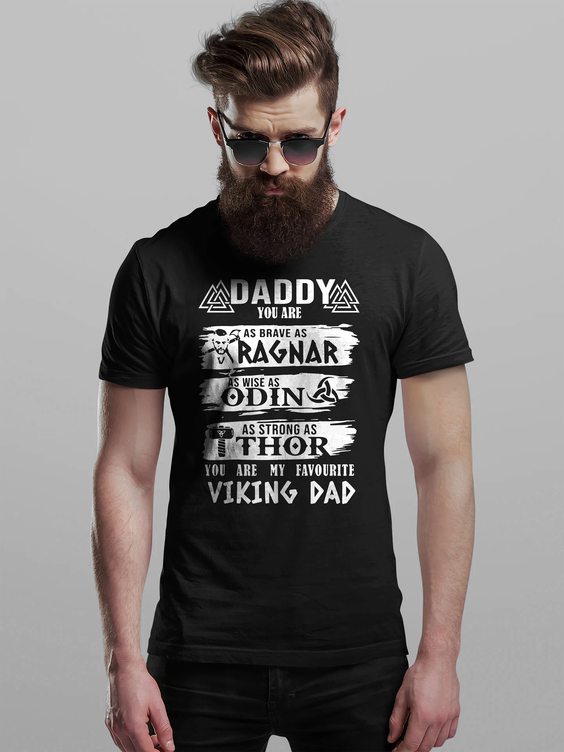 Fathers Day T Shirt Viking Dad Thor Ragnar Odin Dads Fun Gift Novelty T-Shirts
