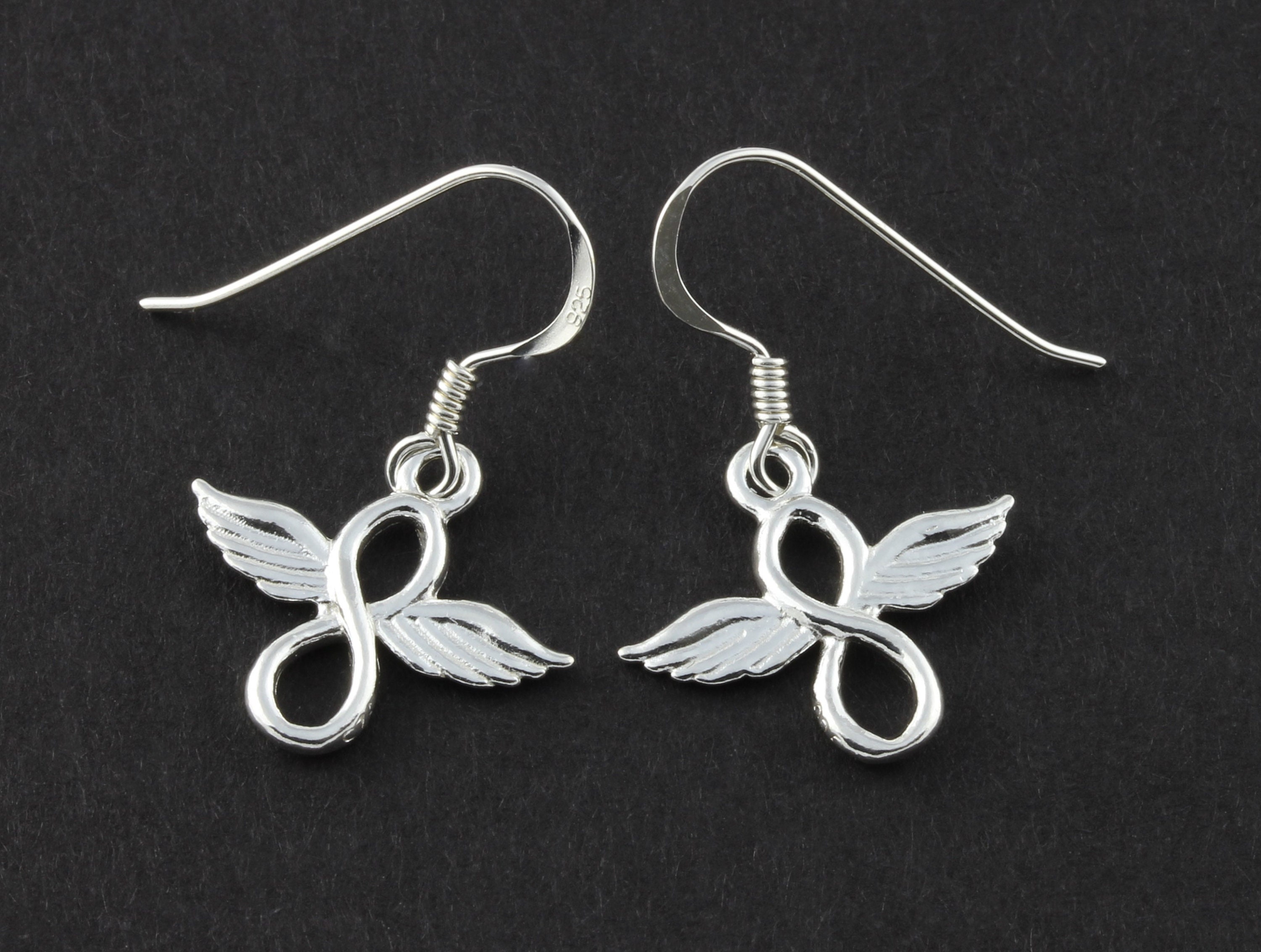 sterling Silver Infinity Angel Drop Earrings