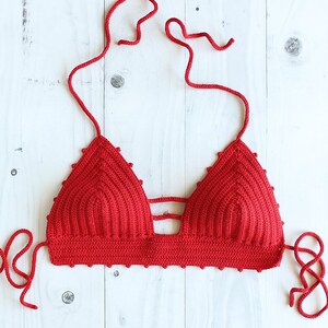 B Red Crochet Bikini Top Crochet Bathing Suit Top Red Etsy