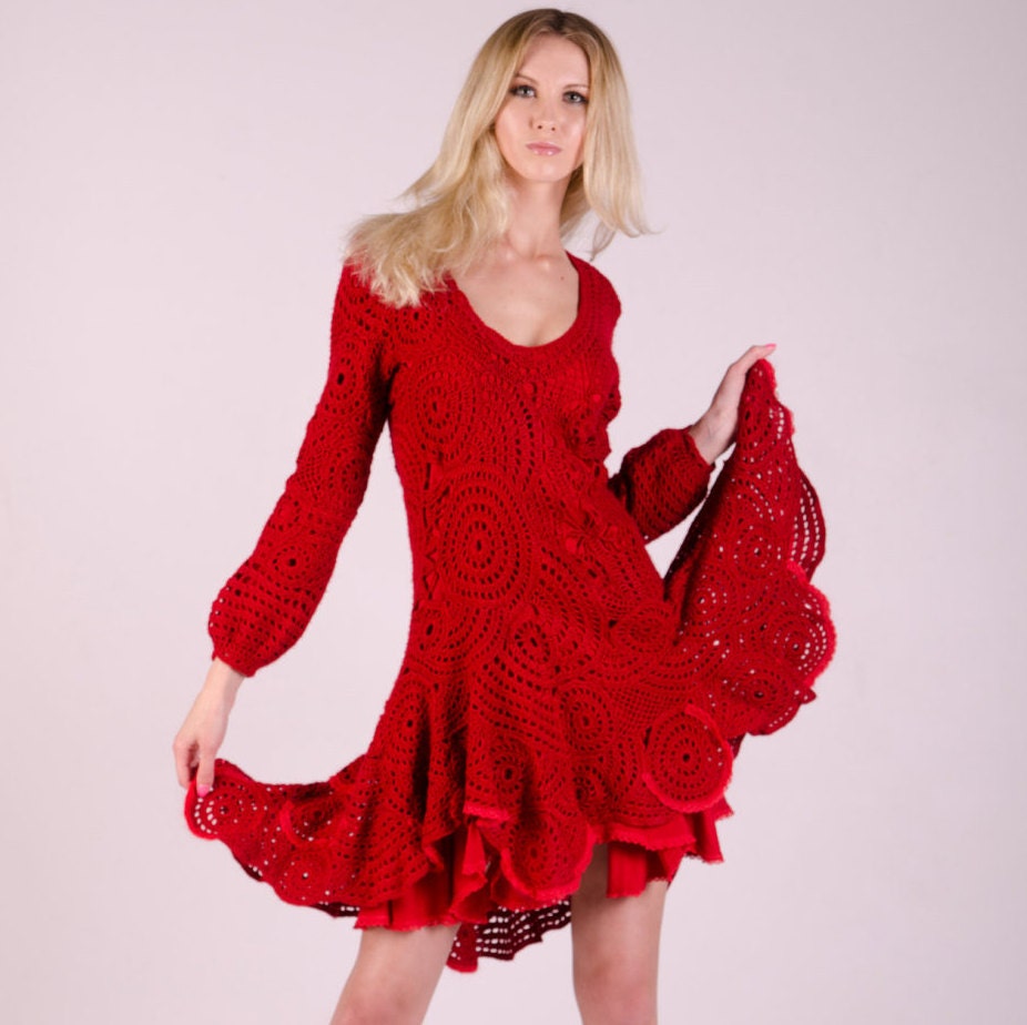 Красное Вязаное Платье