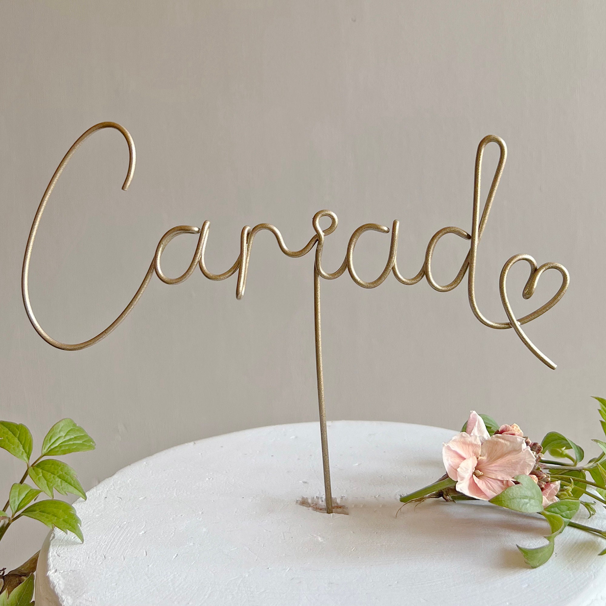 Cariad Wire Cake Topper, Welsh Wedding