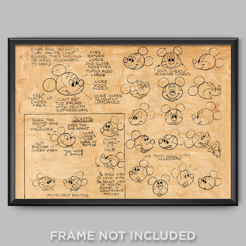 Mickey Mouse Model Sheet Print Poster Sketch Concept Art Etsy