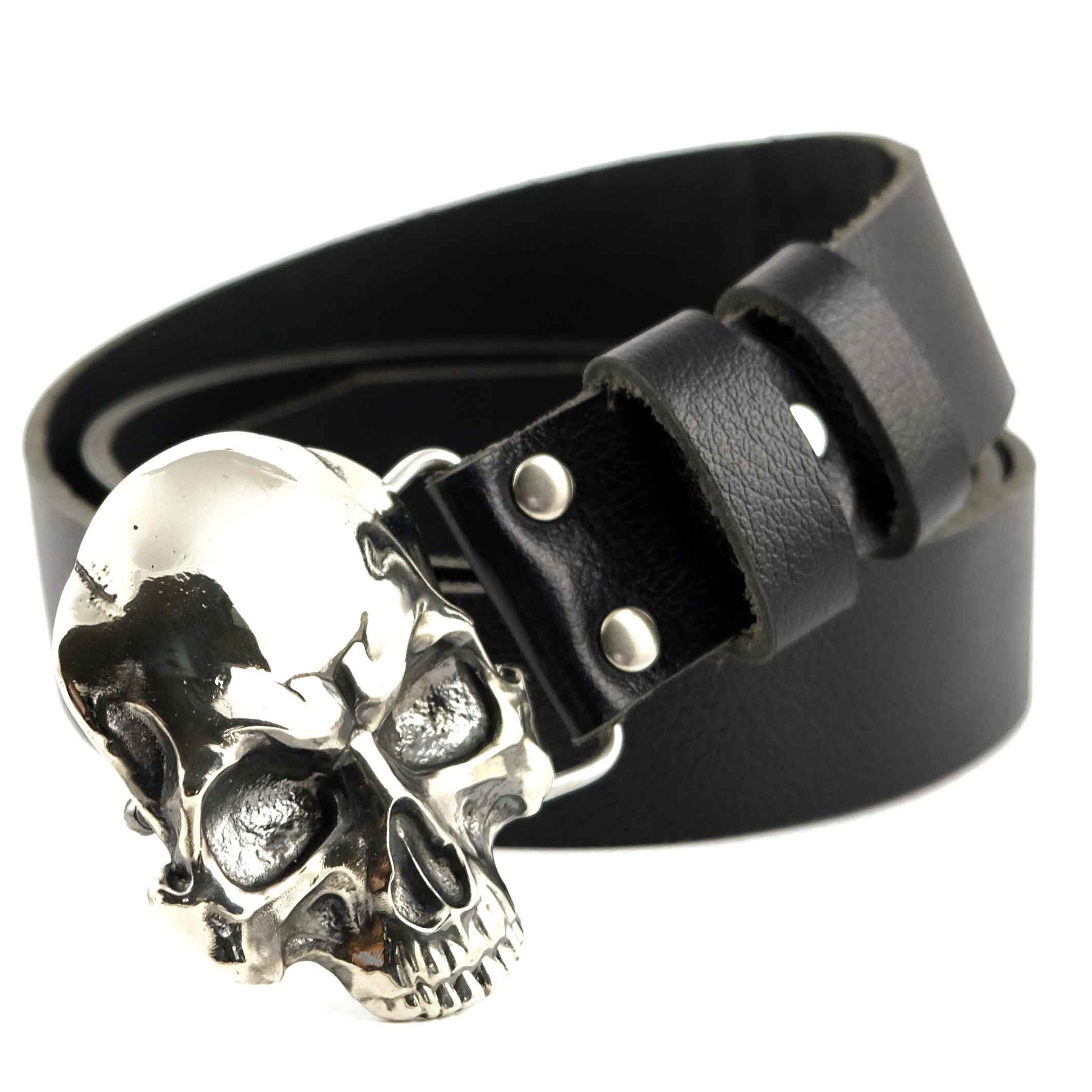 Leather Belt With Solid Buckle SKULL Human Skull Belt Buckle Etsy Canada