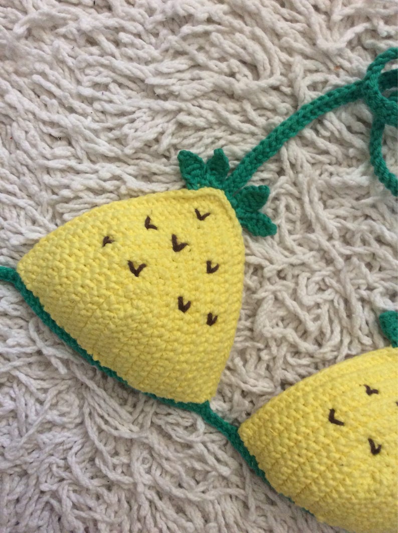 Cute Boho Pineapple Inspired Crochet Bikini Festival Halter Etsy