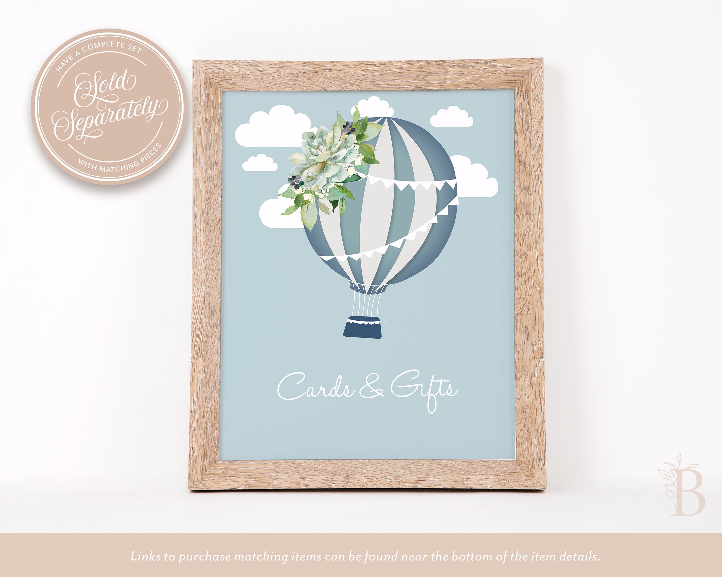 Hot Air Balloon Baby Shower Invitation Blue Baby Shower Etsy