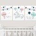 Blush Mint Navy Nursery Wall Art Hot Air Balloon Nursery Etsy