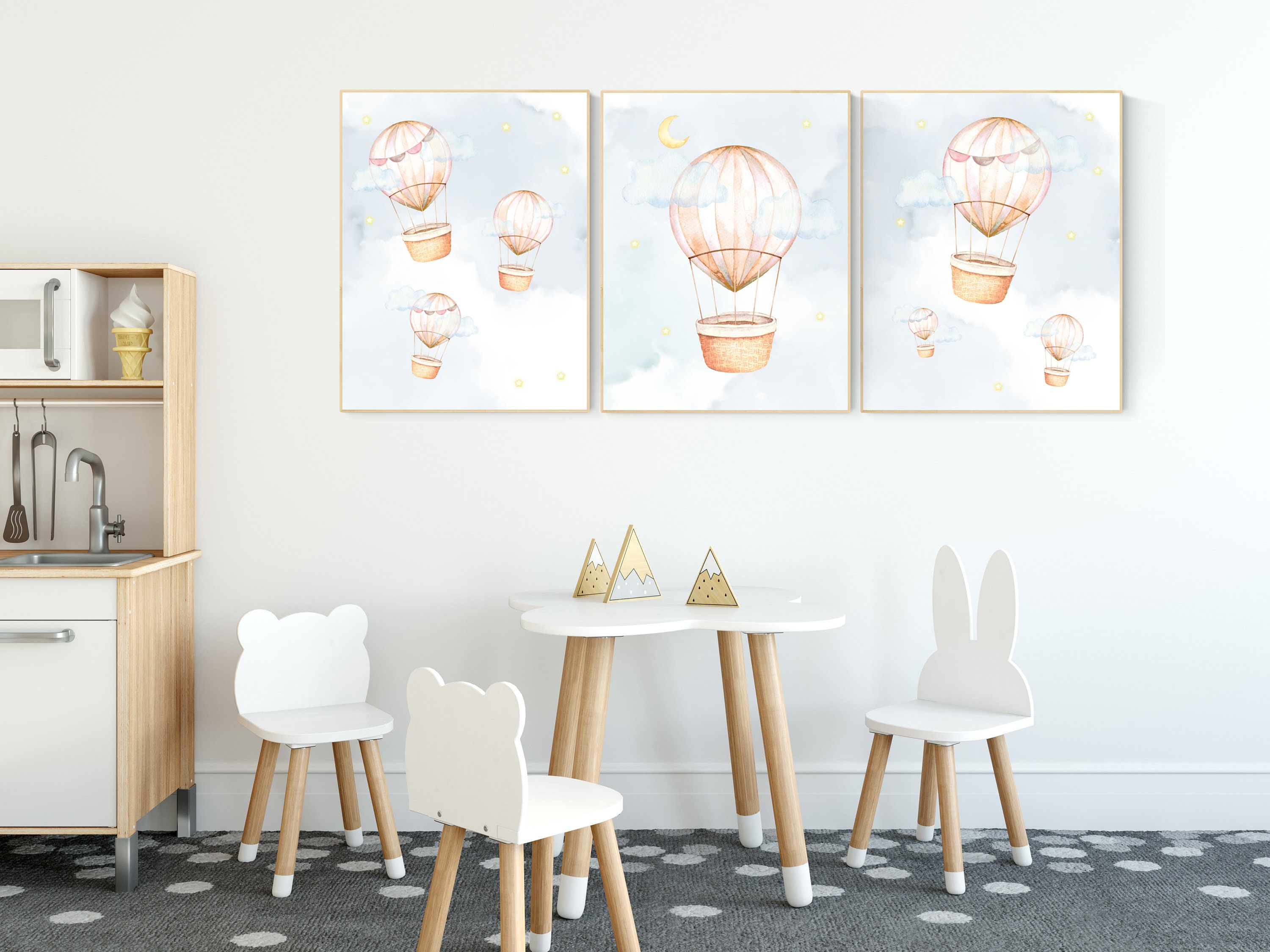 Nursery Decor Gender Neutral Hot Air Balloon Neutral Nursery Baby Room Decor Nursery Prints