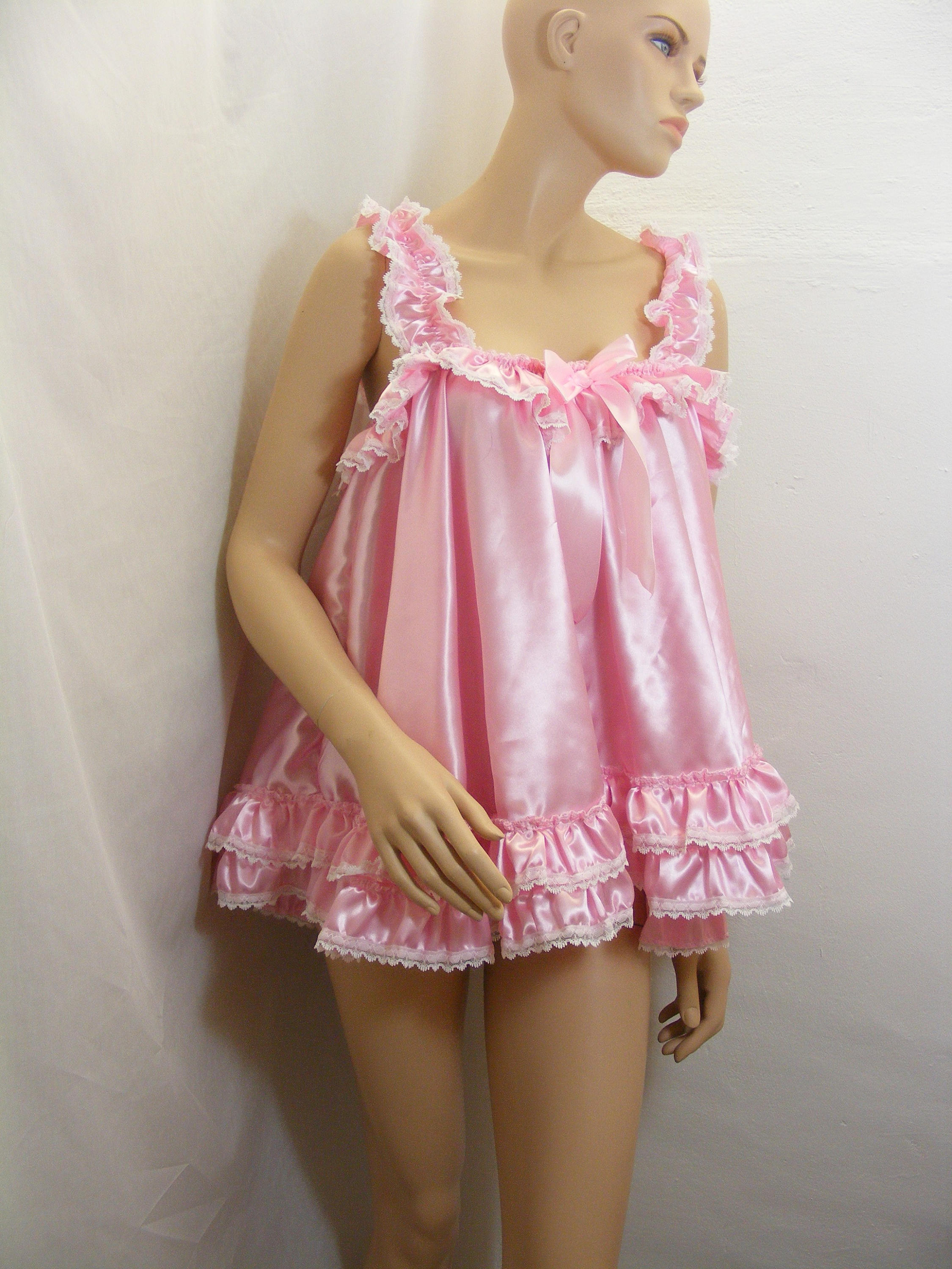 Sissy Satin Baby Doll Nightie Negligee Dress Top Cosplay Fancy Etsy UK