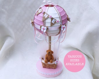 Teddy Bear Hot Air Balloon Centerpiece Ivory And Beige Up Up And Away Baby Shower Baby Shower