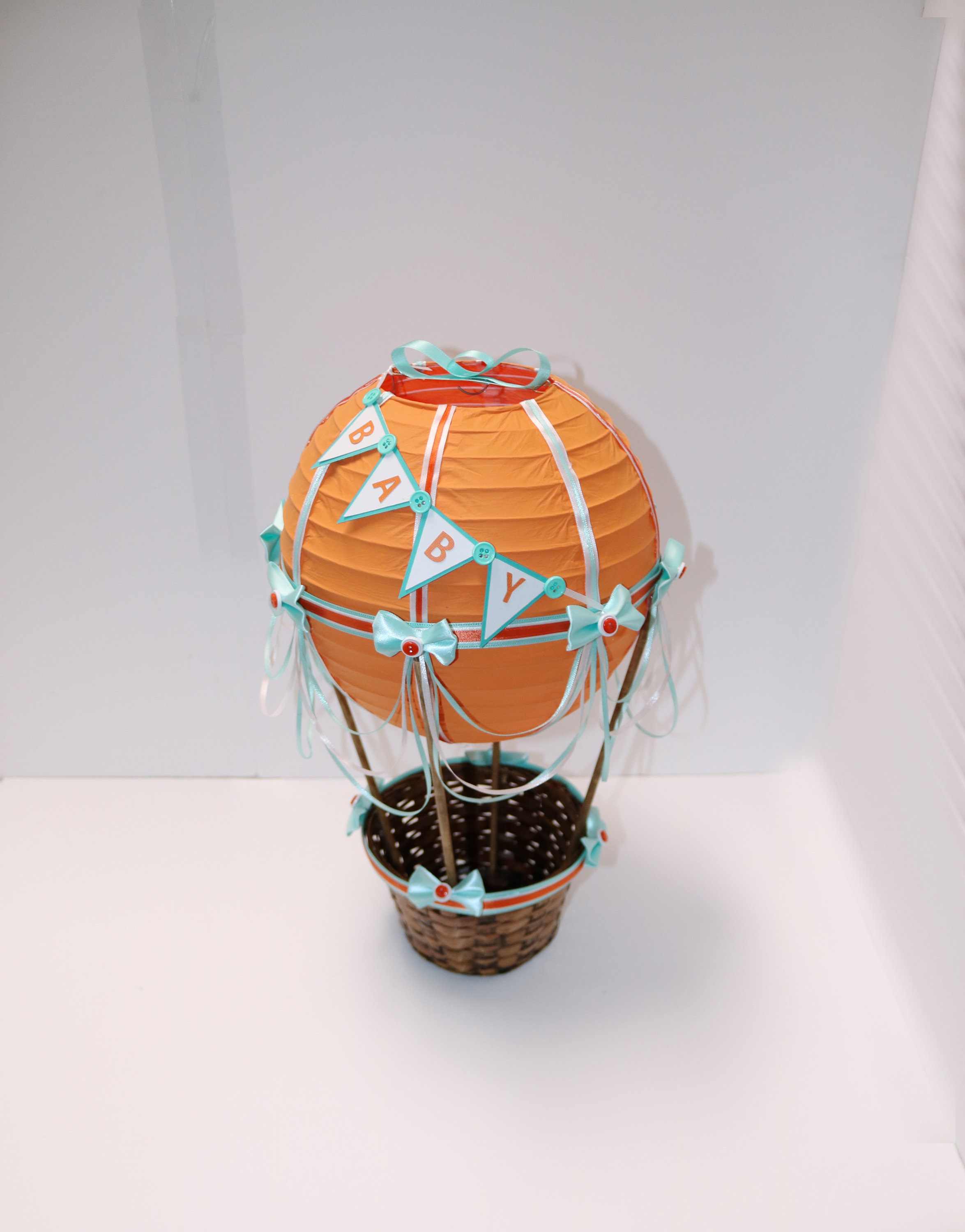 Hot Air Balloon Centerpiece B A B Y Orange And Teal Up Up And Etsy