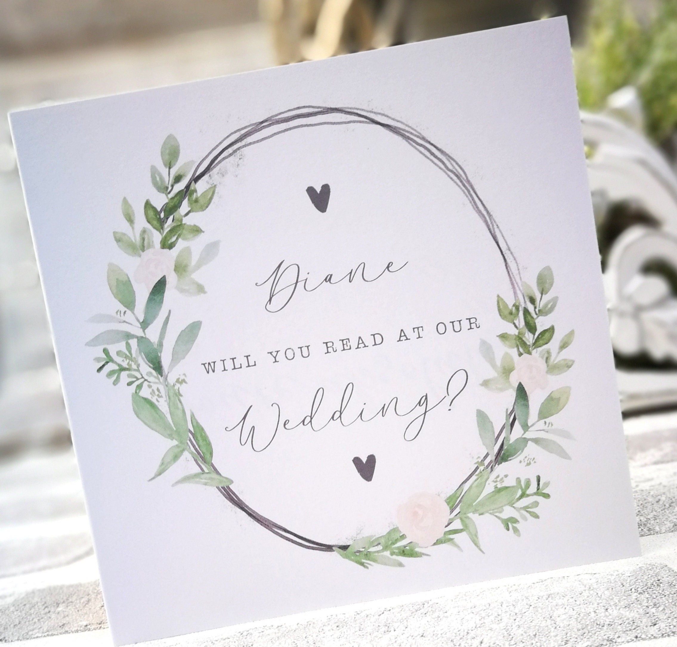 Personalised Will You Read At Our Wedding/Be Reader Card. Rustic, Greenery, Botanical, Country Floral