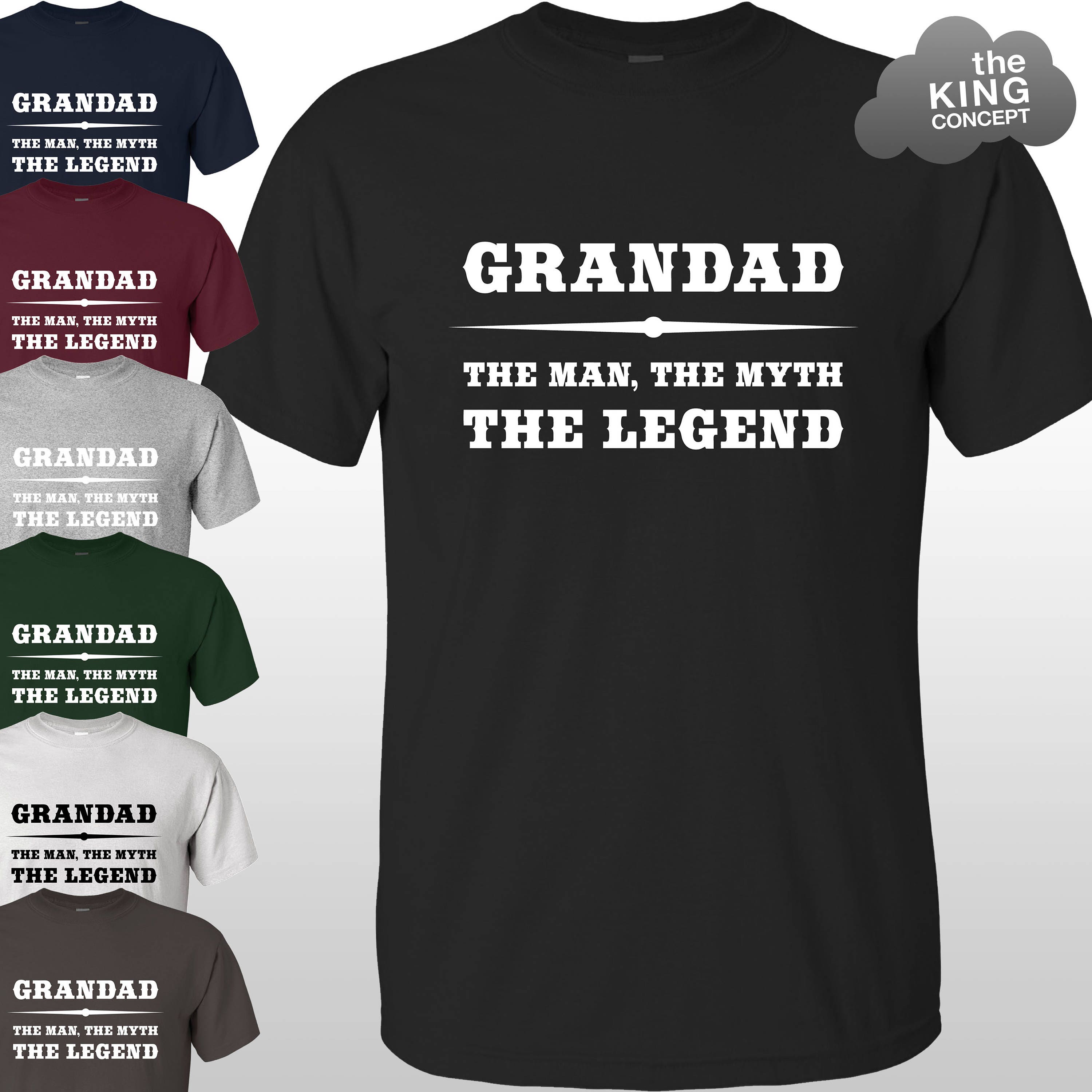 Grandad The Man Myth Legend T-Shirt Top Tee Christmas Fathers Day Gift Mens Dad Daddy Fan