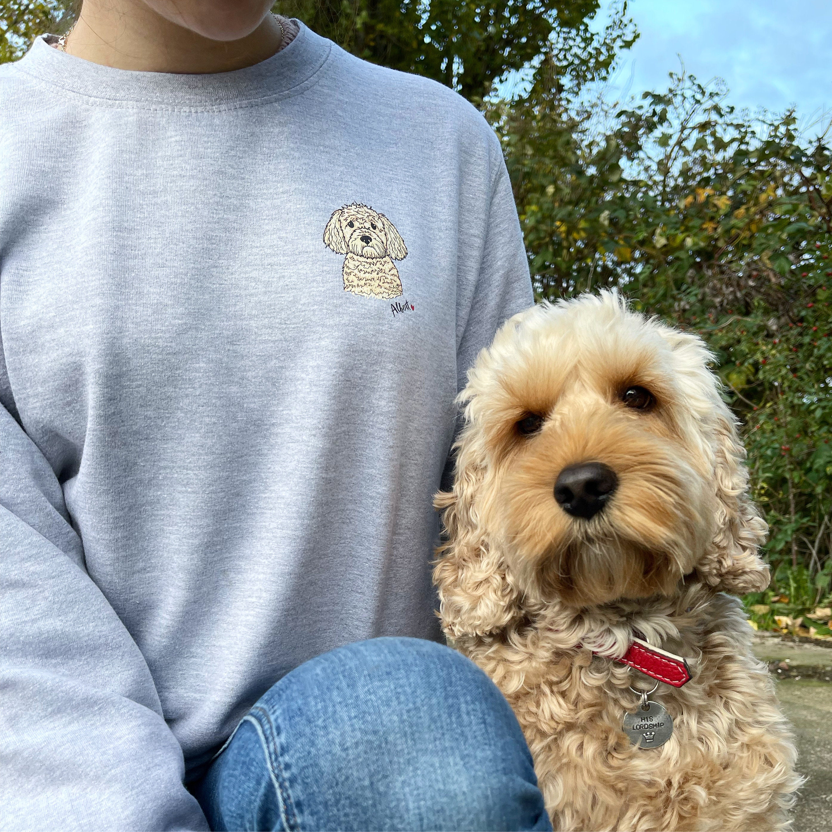 Personalised Dog Motif Jumper, Breed Sweatshirt, Lover Jumper, Your Pet On A Sweatshirt, Dog Lover Xmas Gift, Cockapoo Mum Gift
