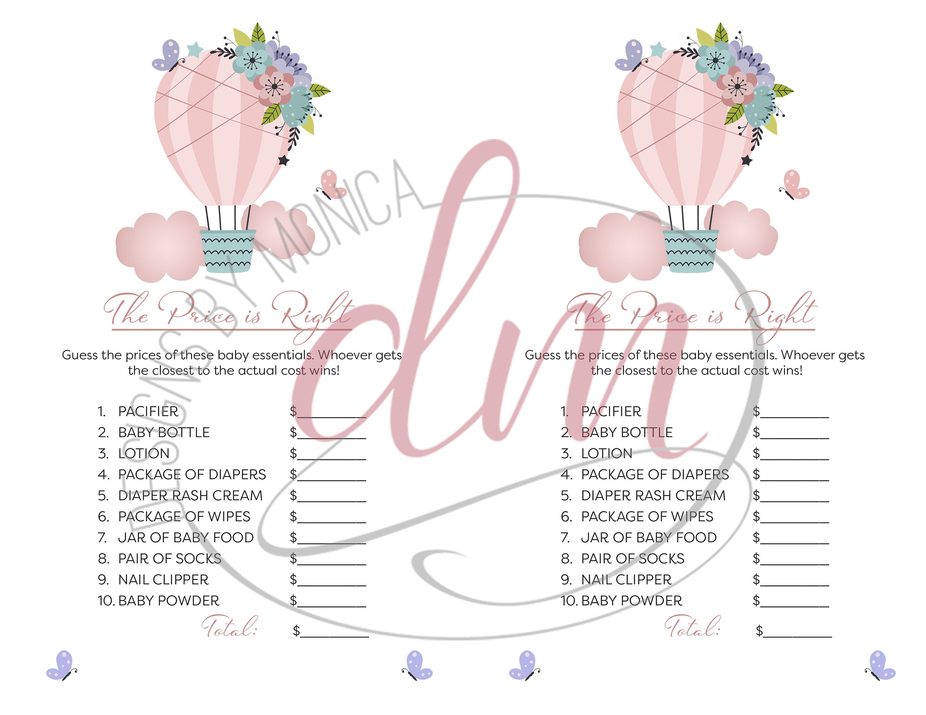 Hot Air Balloon Baby Shower Bundle Set Includes Invitation Thank You Card Diaper Raffle Card