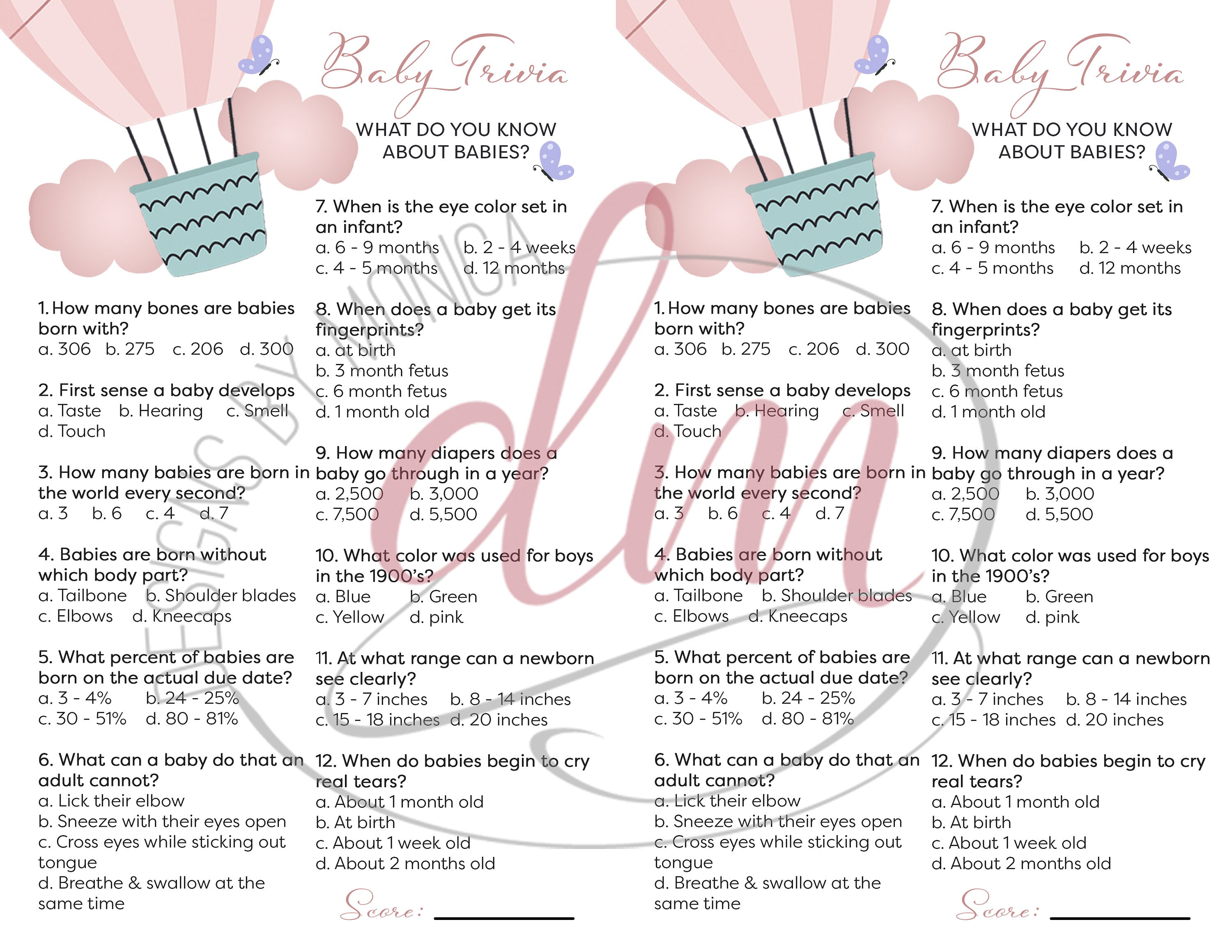 Hot Air Balloon Baby Shower Bundle Set Includes Invitation Thank You Card Diaper Raffle Card