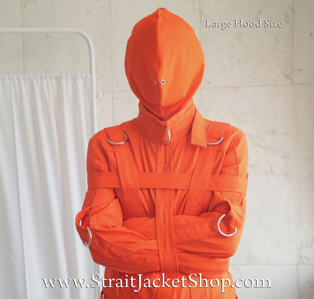 Orange Prison Bondage Straitjacket Mask Laced Zipper Inmate