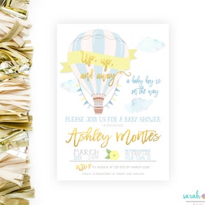 Hot Air Balloon Baby Shower Invitation Up Up And Away Printable Up And Away Shower Invitation