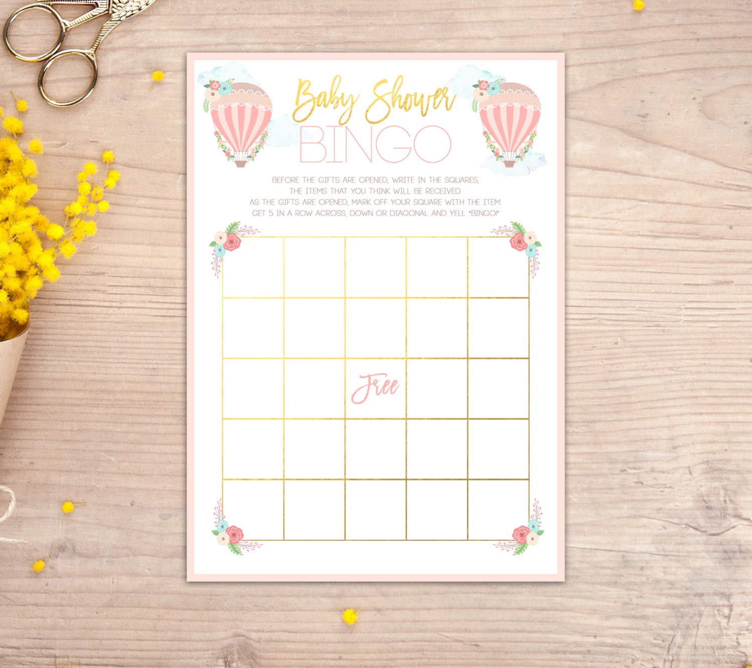 Hot Air Balloon Baby Shower Bingo Game Baby Shower Games Up Up Etsy
