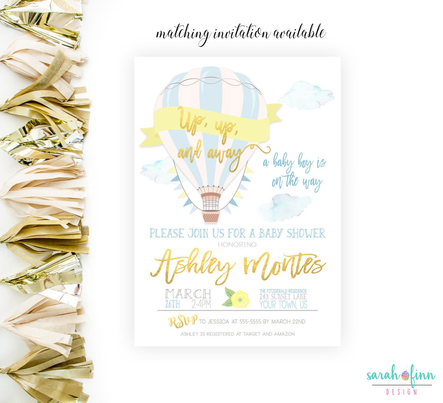 Baby Shower Bingo Game Hot Air Balloon Boy Baby Shower Games Up Up And Away Printable Blue