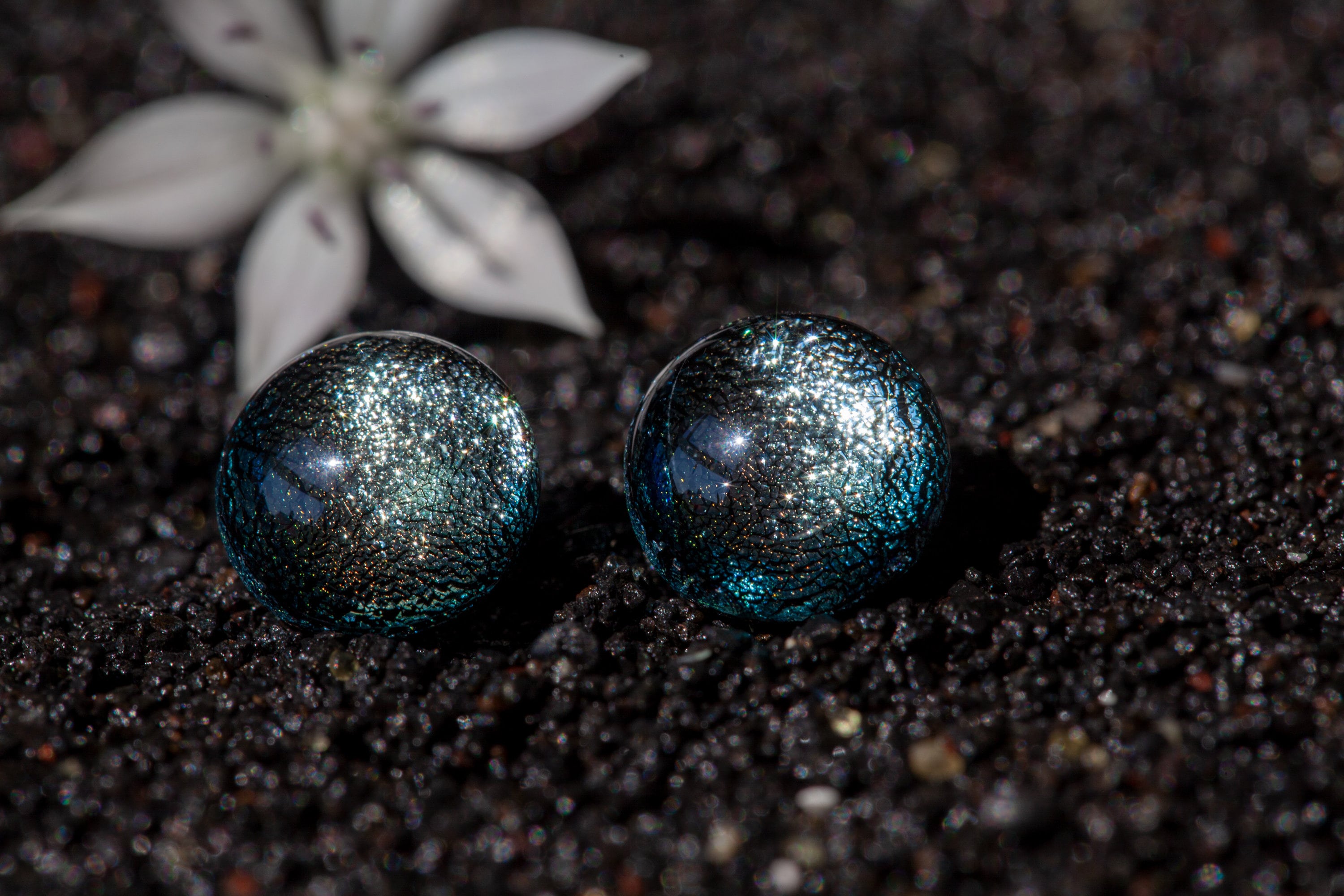 Handmade Silver Fused Glass Stud Earrings | Sparkling Jewellery Dichroic Surgical Steel