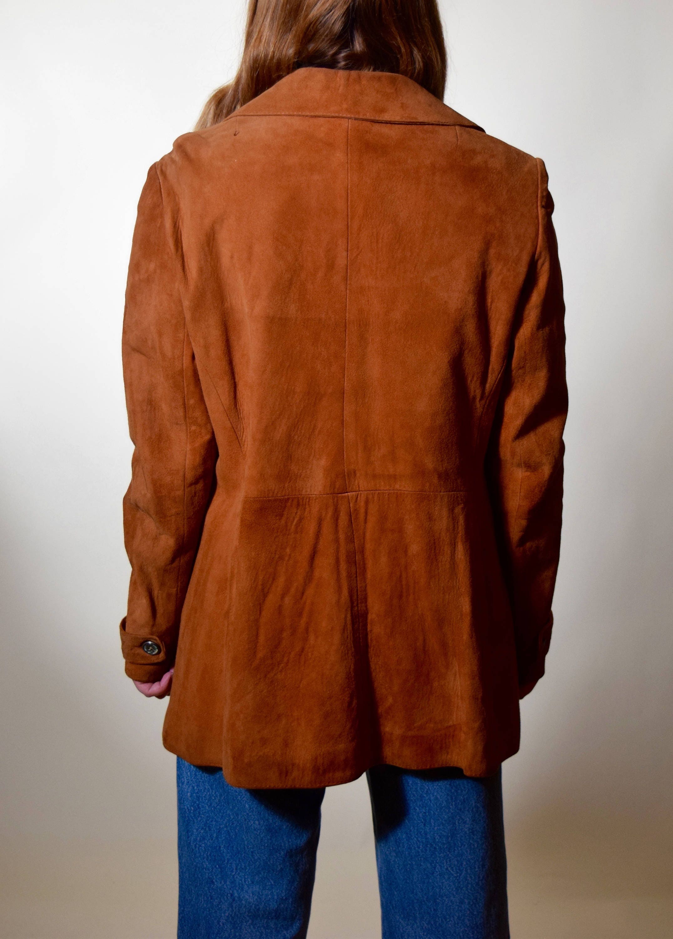 chestnut brown,vivid green 1970"s vintage soft suede leather chestnut brown