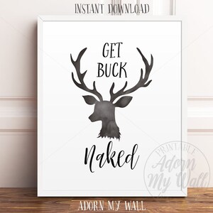 Get Buck Naked Funny Bathroom Art Cabin Signs Bathroom Wall Etsy