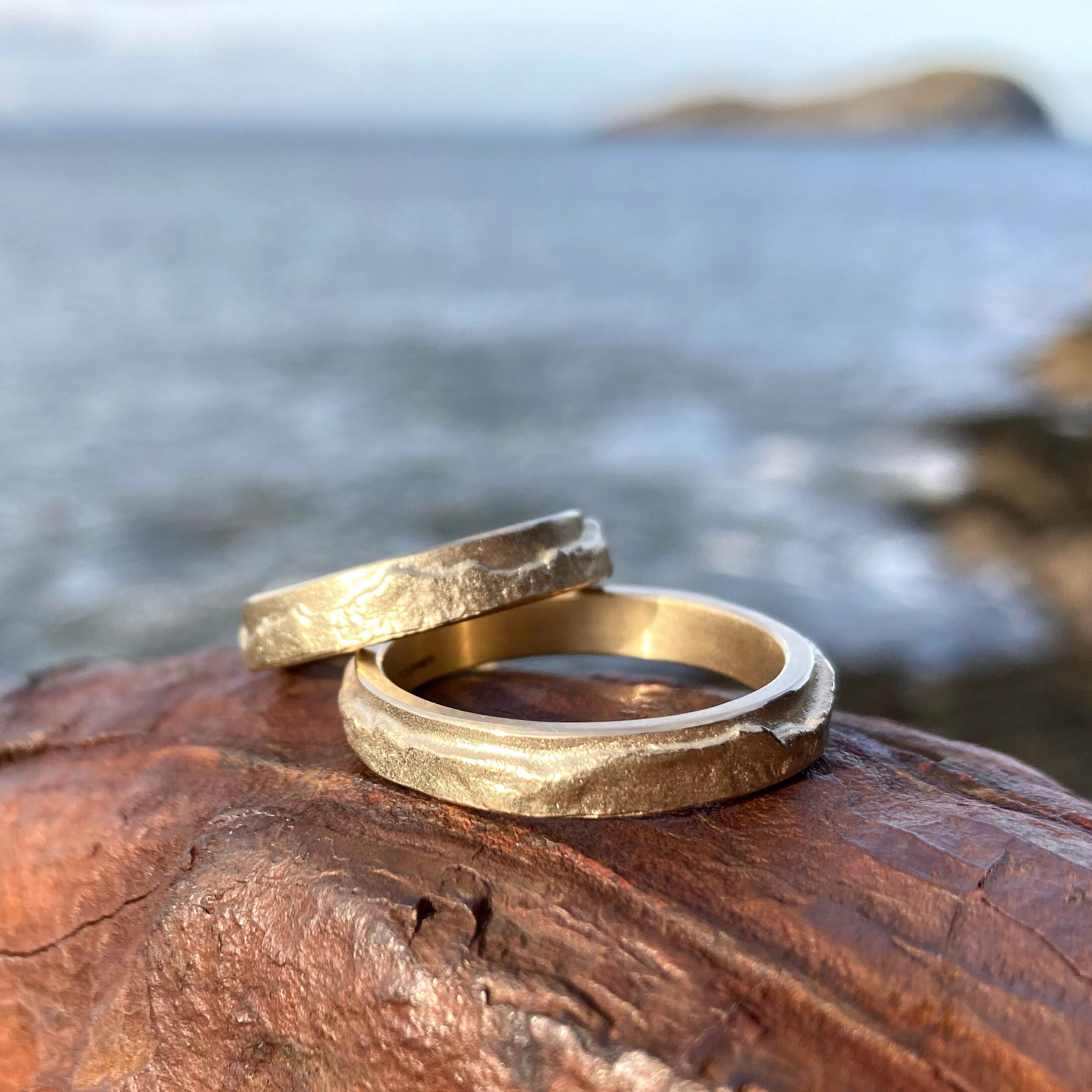 Gold Shoreline Rings | Handmade Wedding Coastline