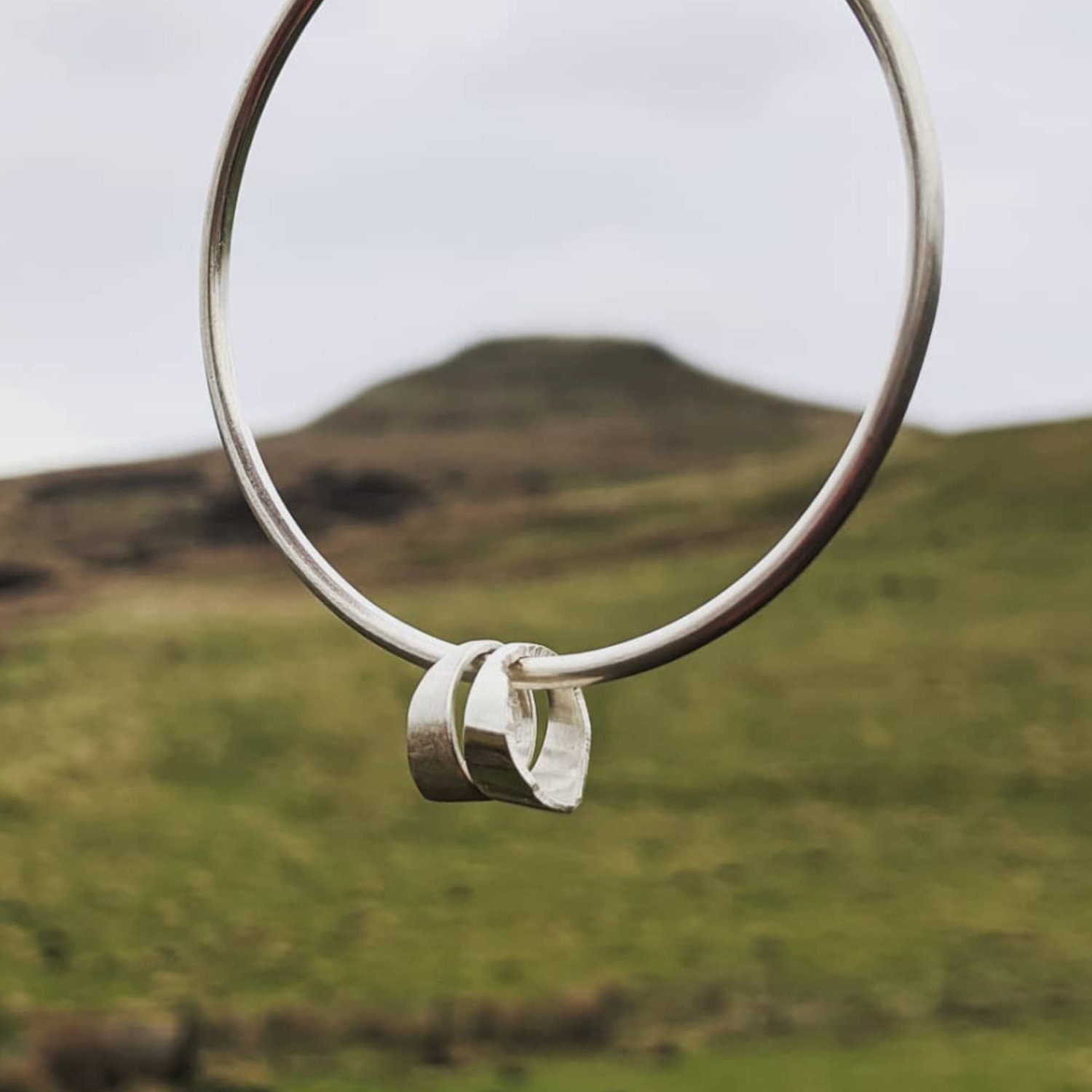 Mountain Hoop Bracelet | Charm Bangle Skyline Landscape Jewellery