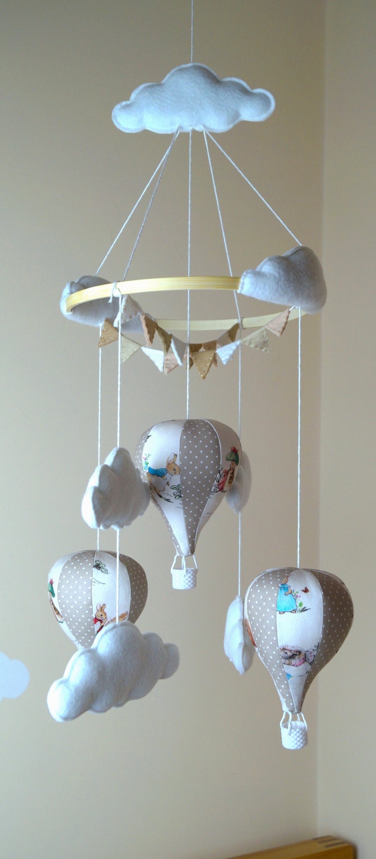Unisex Hot Air Balloon Nursery Baby Mobile With Bunting Peter Etsy