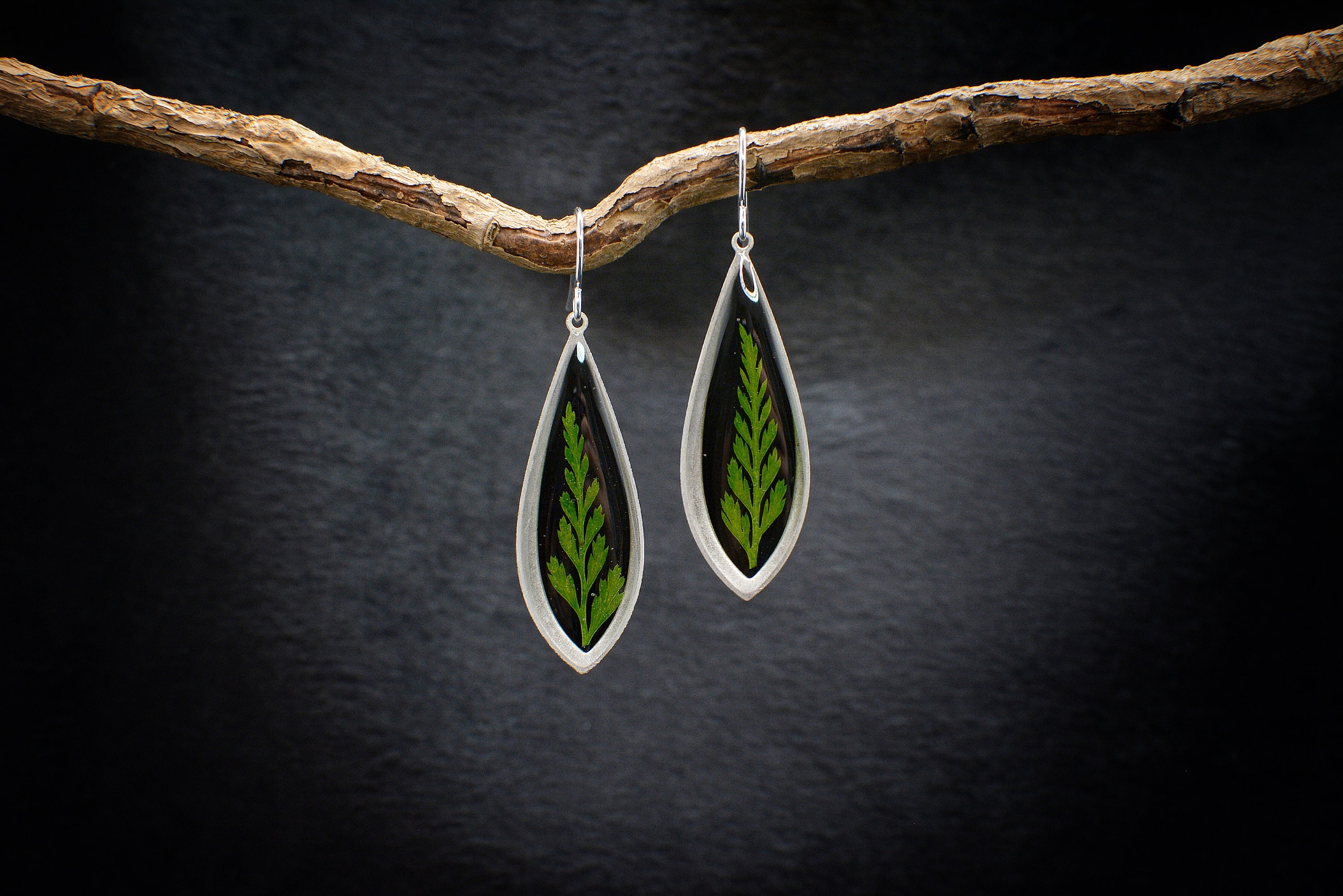 Forest Fern Earrings/Real Jewelry/Botanical Handmade Jewelry/Boho Dangle Drop Earrings