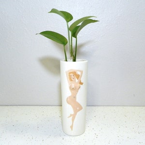 Vintage 1970s Nude Pin Up Model Ceramic Vase 3D Naked Lady Adult Novelty Small Single Flower