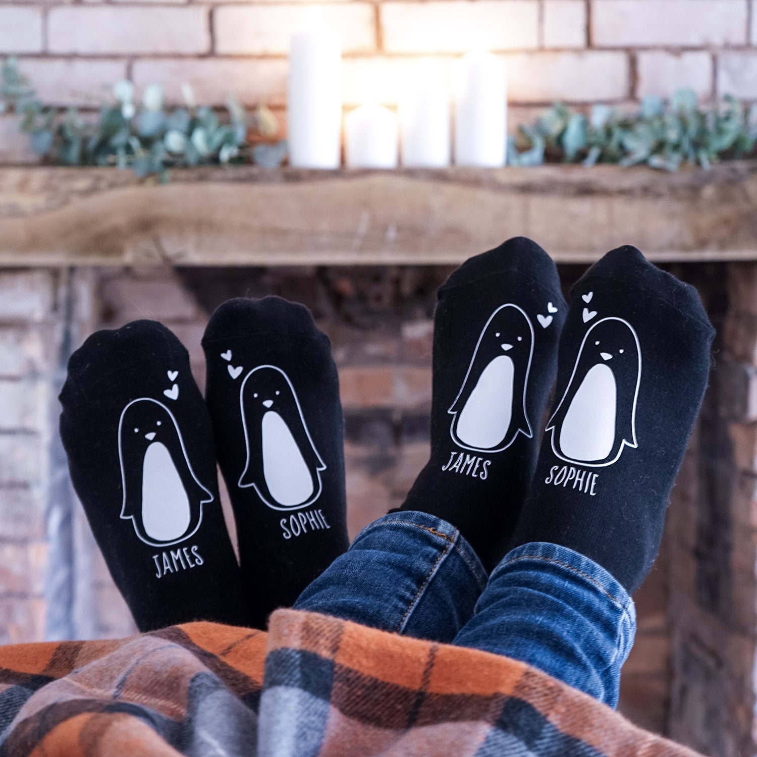 Penguin Socks - Couple Valentine Gift Personalised Valentines