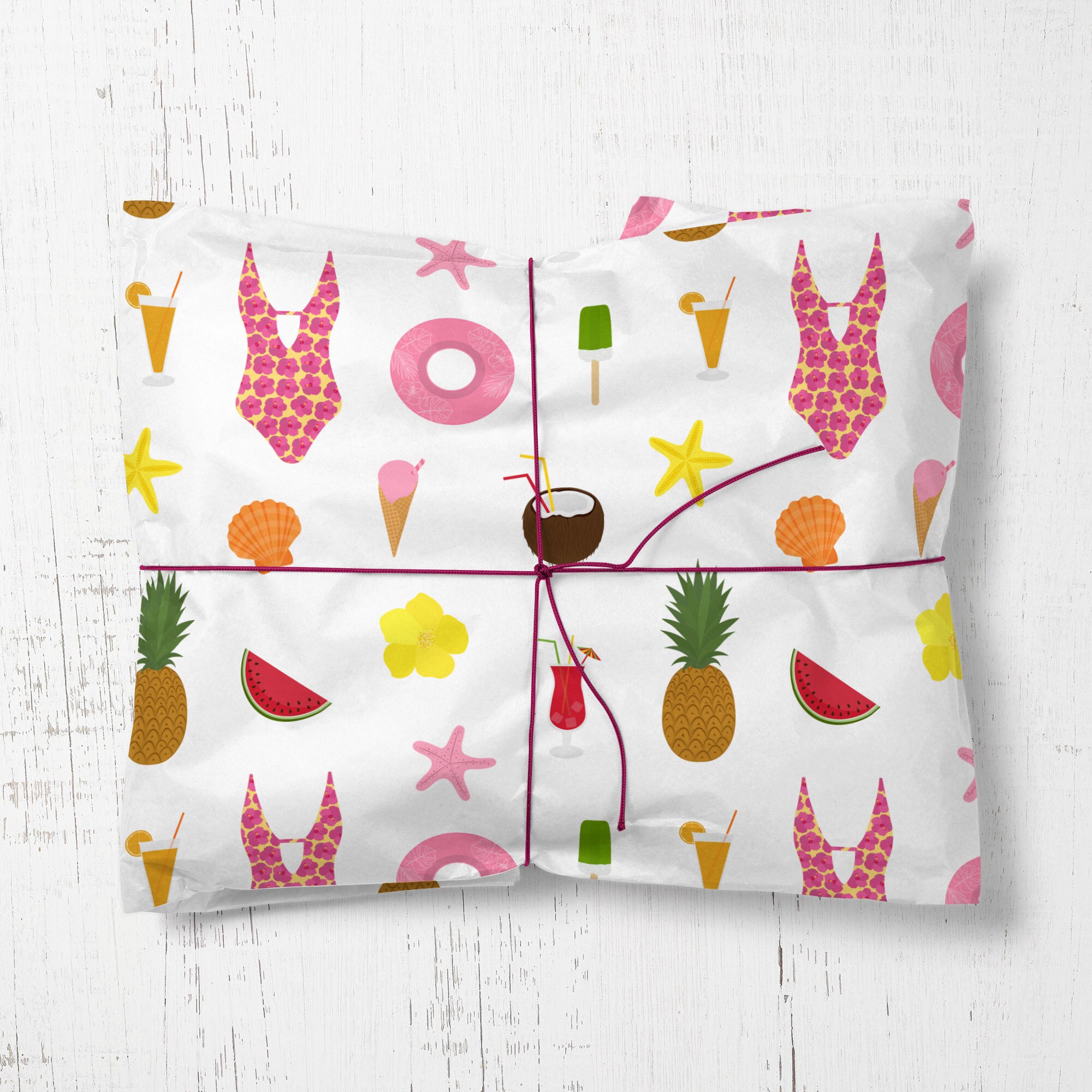 Wrapping Paper Roll Holiday Bikini Gift Wrap Fun Colourful Etsy