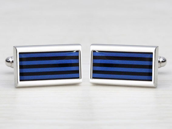 Black & Blue Humbug Striped Cufflinks