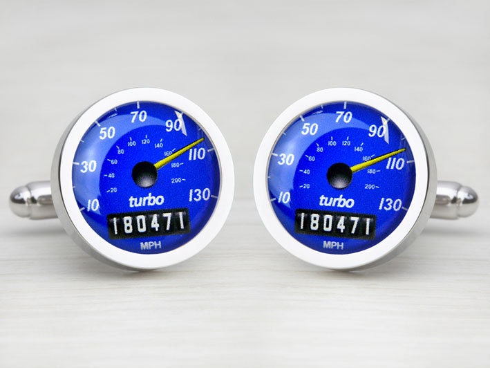 Sport Blue Personalised Speedometer Cufflinks