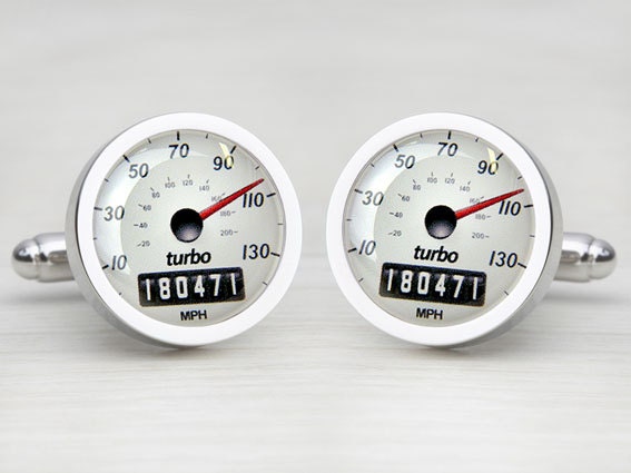 Sport White Personalised Speedometer Cufflinks