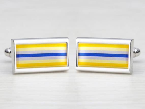 Blue & Yellow Stripe Cufflinks