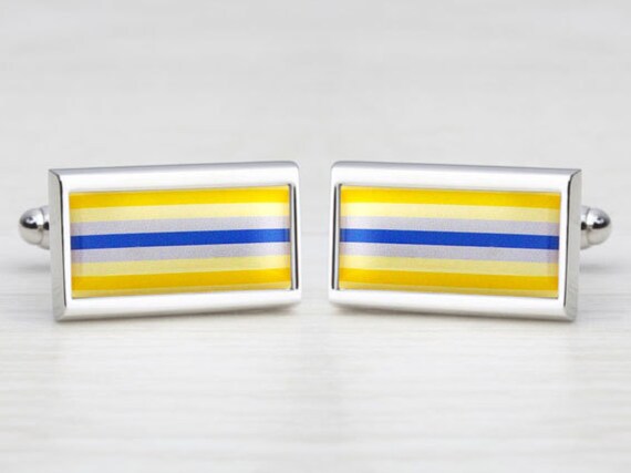 Blue & Yellow Stripe Cufflinks