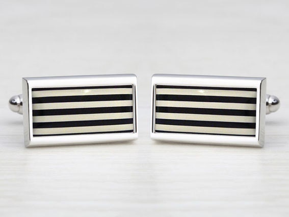 Black & White Humbug Striped Cufflinks