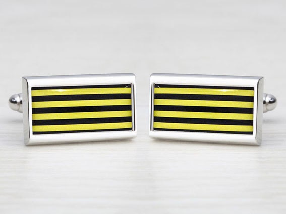 Black & Yellow Humbug Striped Cufflinks