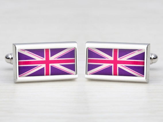 Deep Purple & Cerise Pink Union Jack Cufflinks