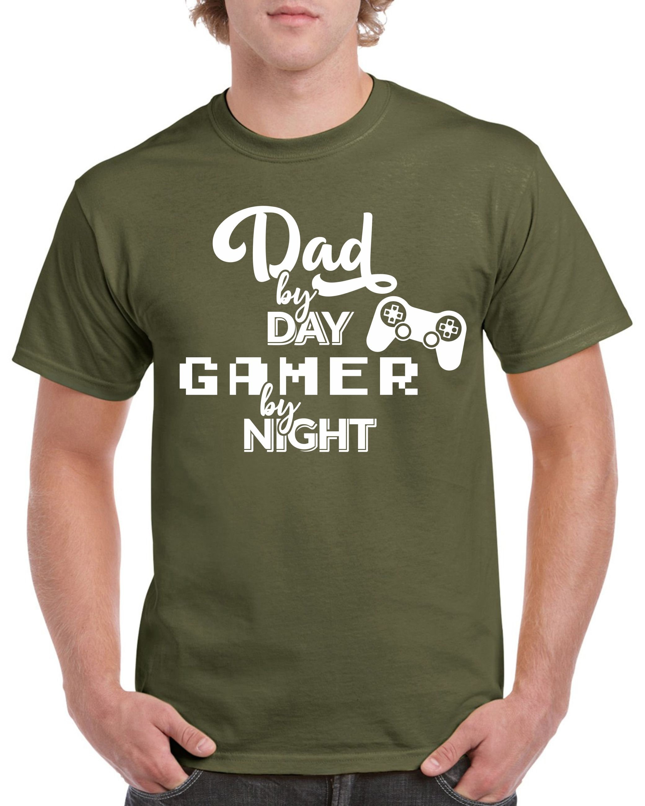 Fathers Day T-Shirts Birthday Cotton T-Shirt Gift For Dad Gamer By Night Gifts Presents Father